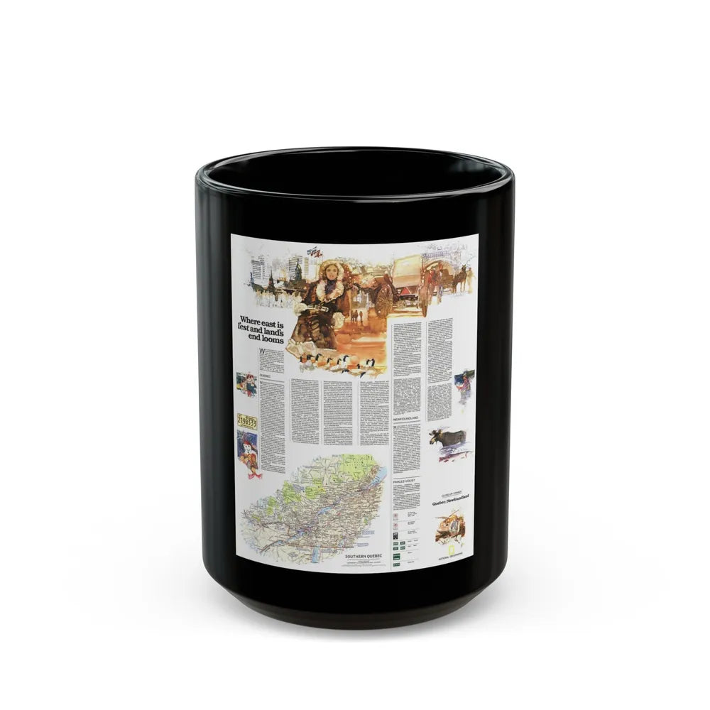 Canada - Quebec-Newfoundland (1980) (Map) Black Coffee Mug-15oz-Go Mug Yourself