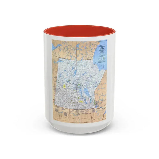 Canada - Saskatchewan & Manitoba (1979) (Map) Accent Coffee Mug 15oz Red - Go Mug Yourself