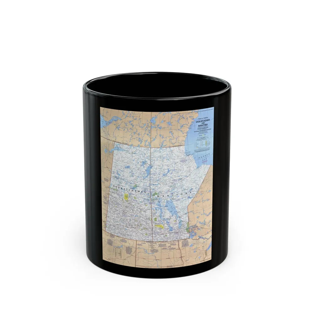 Canada - Saskatchewan & Manitoba (1979) (Map) Black Coffee Mug-11oz-Go Mug Yourself