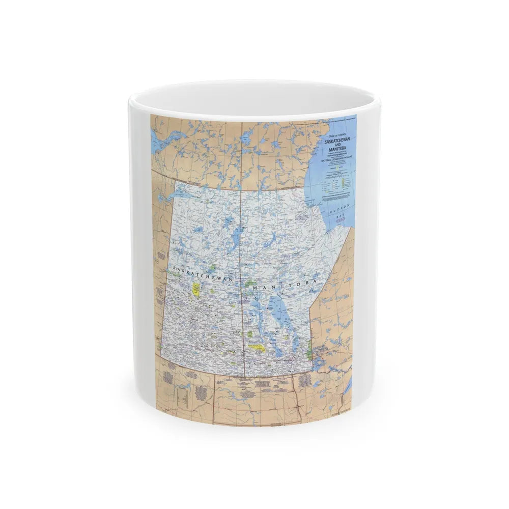 Canada - Saskatchewan & Manitoba (1979) (Map) White Coffee Mug-11oz-Go Mug Yourself