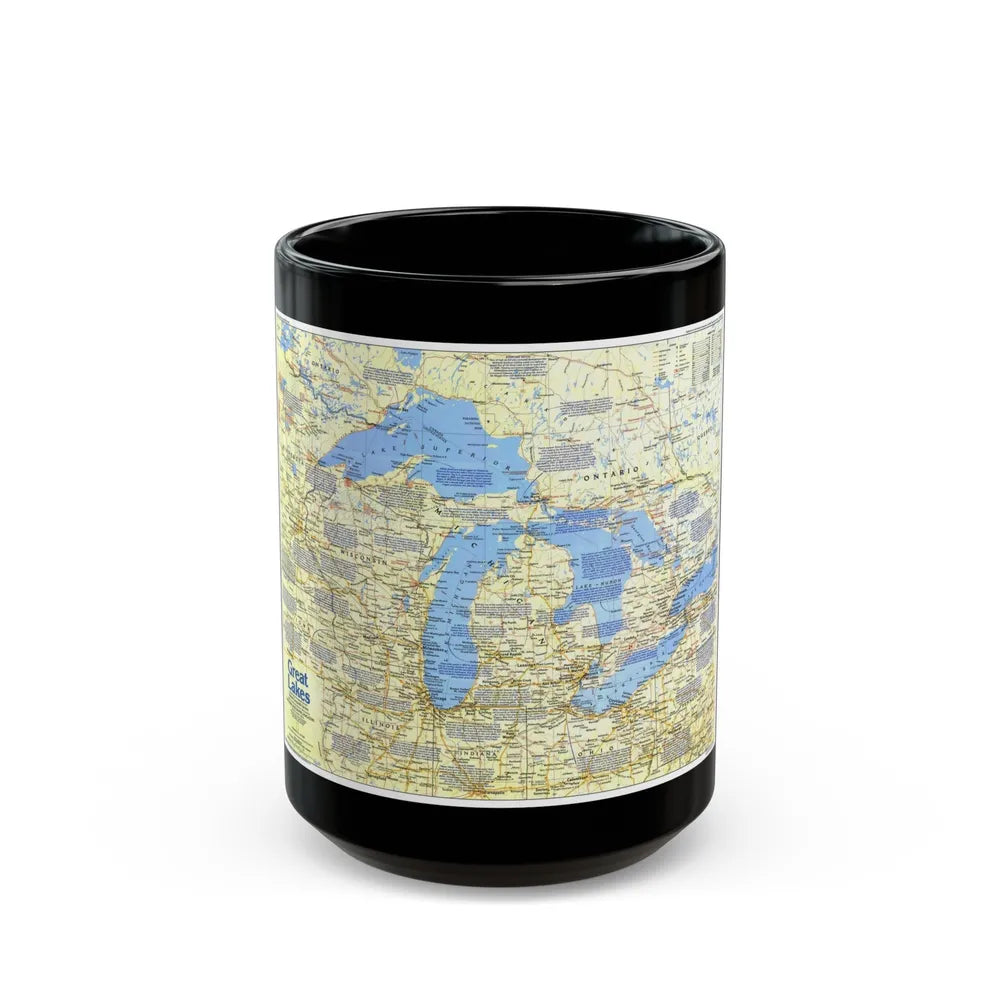 Canada - The Great Lakes 1 (1987) (Map) Black Coffee Mug-15oz-Go Mug Yourself