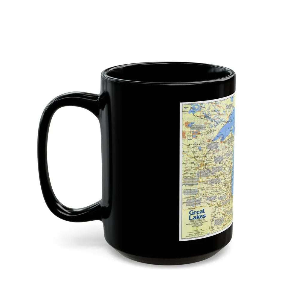 Canada - The Great Lakes 1 (1987) (Map) Black Coffee Mug-Go Mug Yourself