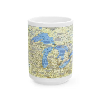 Canada - The Great Lakes 1 (1987) (Map) White Coffee Mug 15oz - Go Mug Yourself