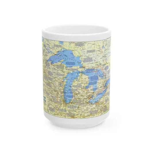 Canada - The Great Lakes 1 (1987) (Map) White Coffee Mug 15oz - Go Mug Yourself