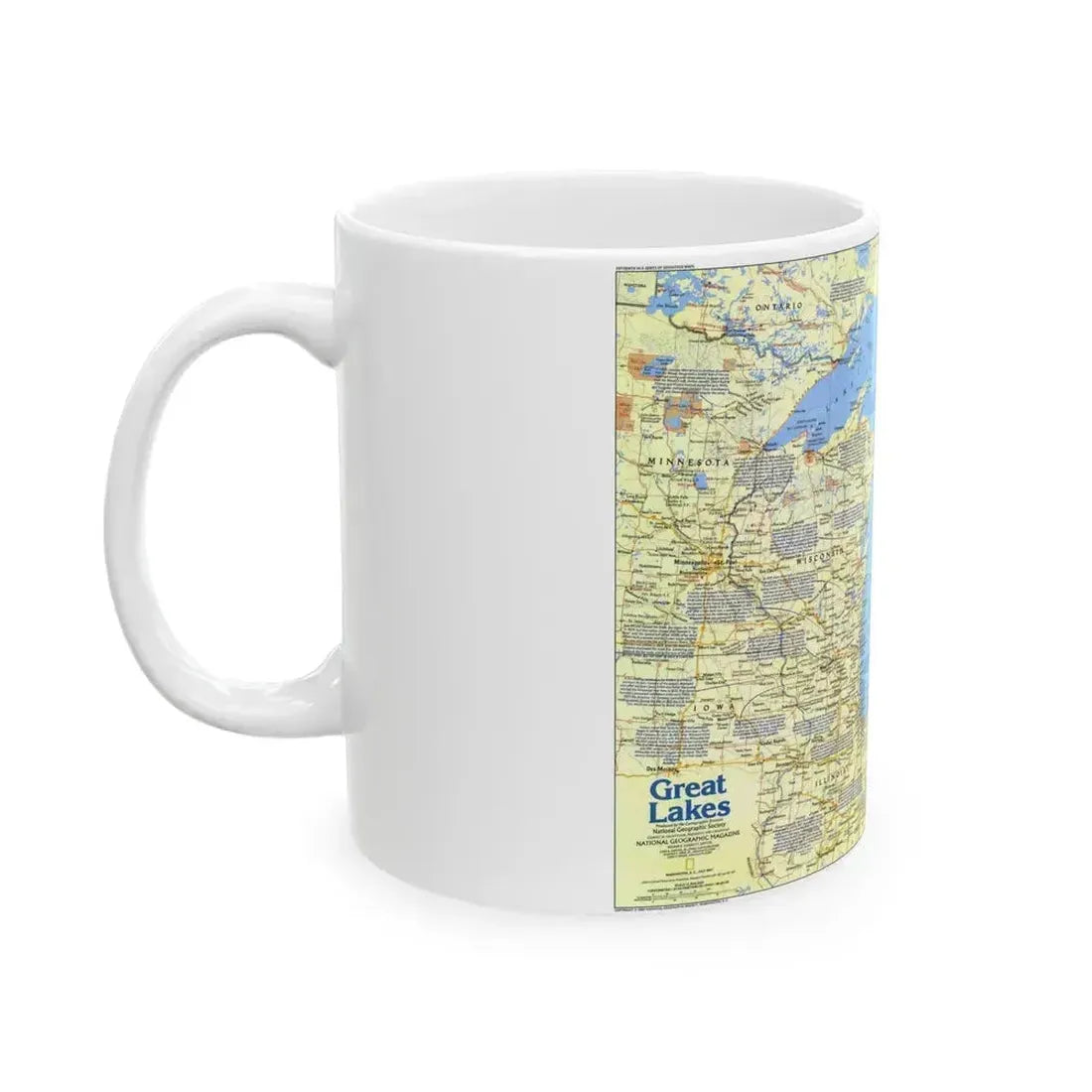 Canada - The Great Lakes 1 (1987) (Map) White Coffee Mug - Go Mug Yourself