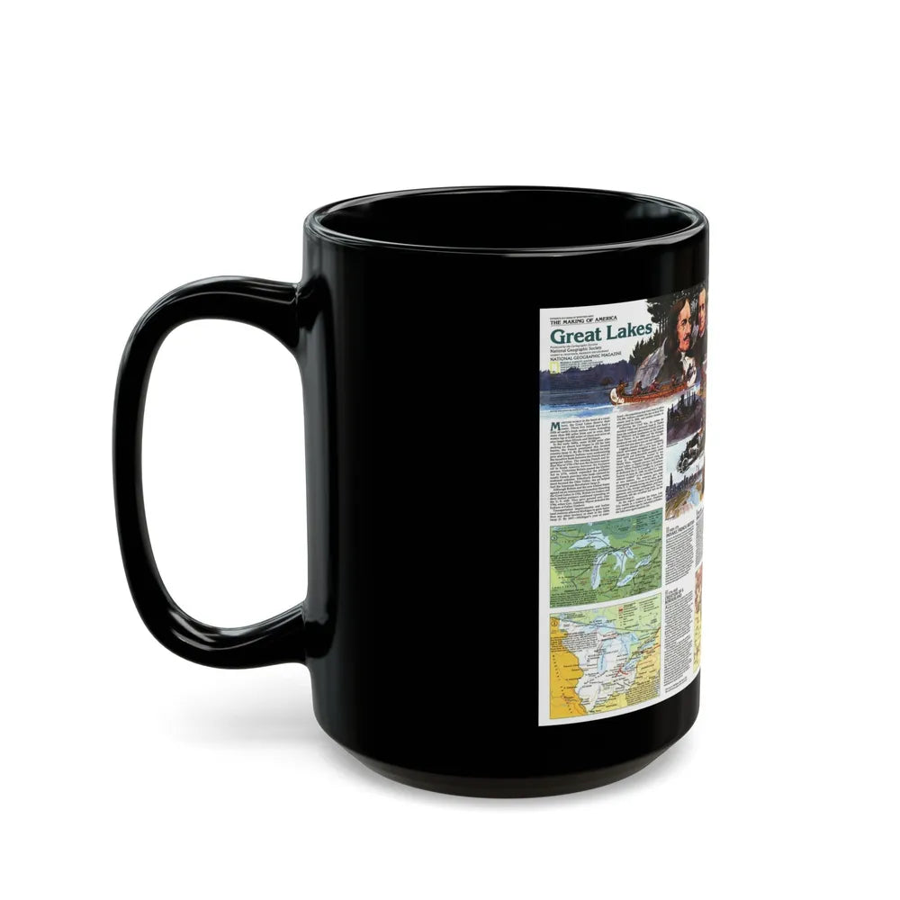 Canada - The Great Lakes 2 (1987) (Map) Black Coffee Mug-Go Mug Yourself