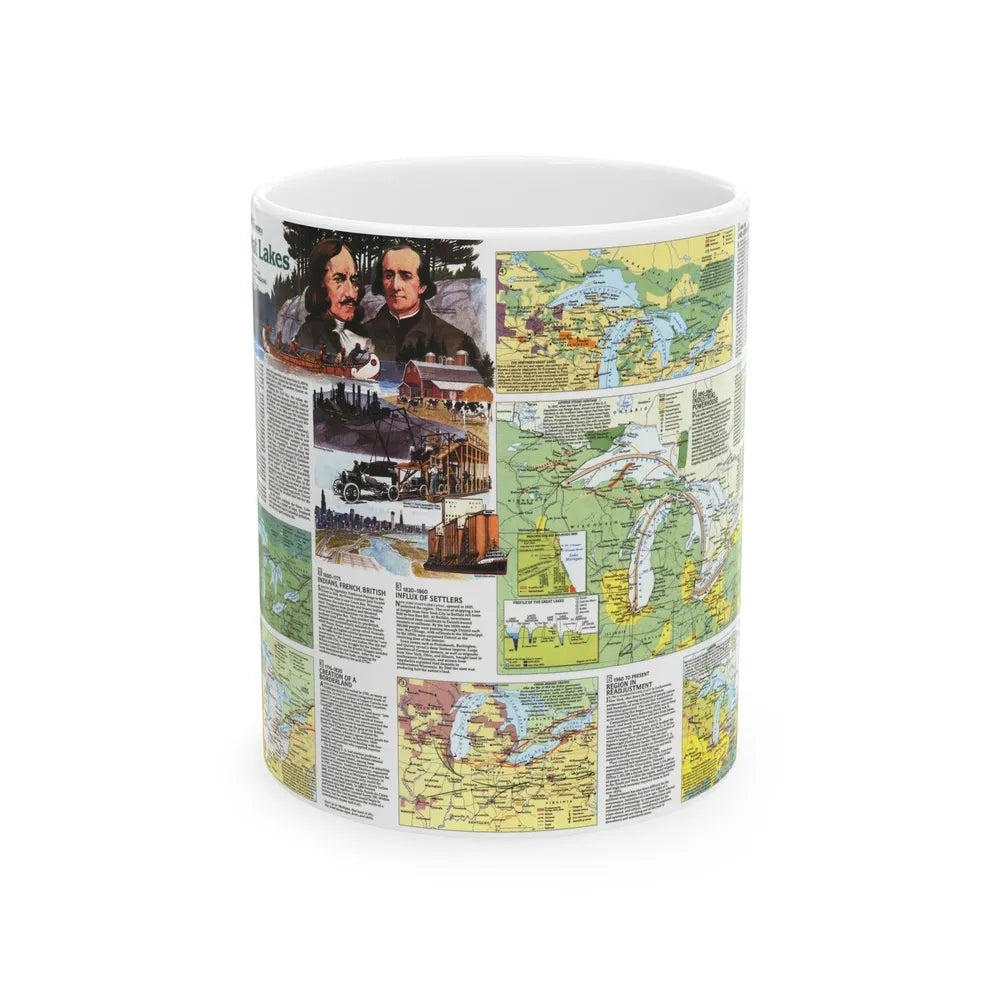 Canada - The Great Lakes 2 (1987) (Map) White Coffee Mug-11oz-Go Mug Yourself