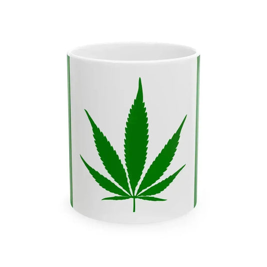 Canada Weed Flag all green (Canada) White Coffee Mug 11oz - Go Mug Yourself