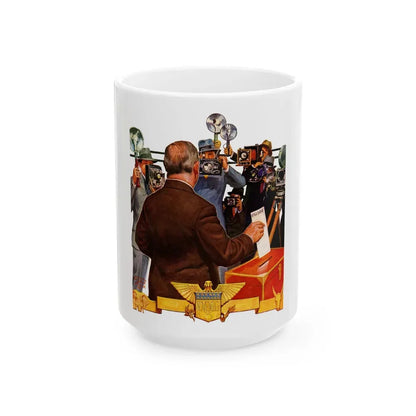 Candidate Voting, The Saturday Evening Post cover, November 7, 1936 - White Coffee Mug 15oz - Go Mug Yourself