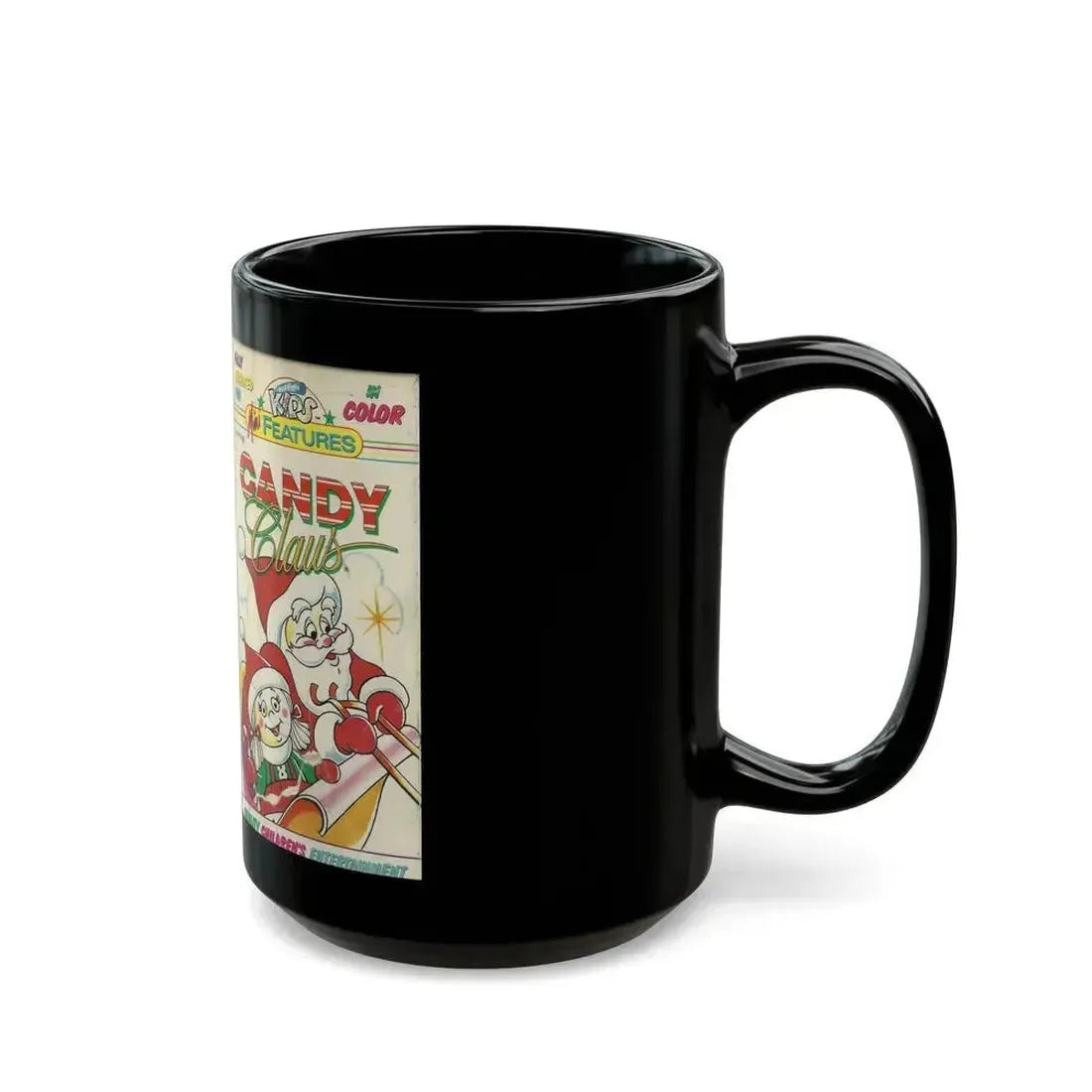CANDY CLAUS JUST FOR KIDS MINI FEATURES (VHS COVER) - Black Coffee Mug - Go Mug Yourself