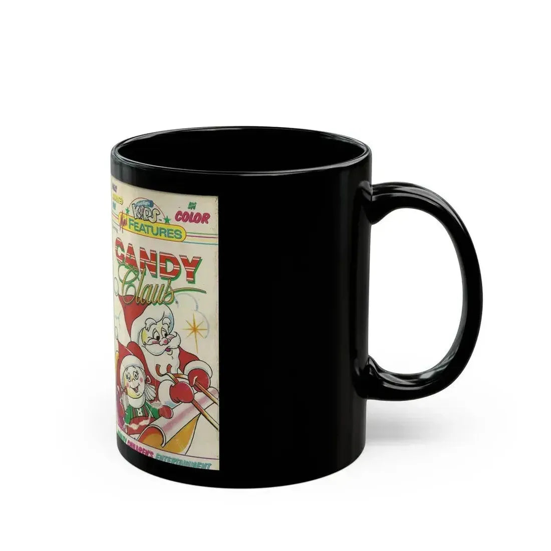 CANDY CLAUS JUST FOR KIDS MINI FEATURES (VHS COVER) - Black Coffee Mug - Go Mug Yourself