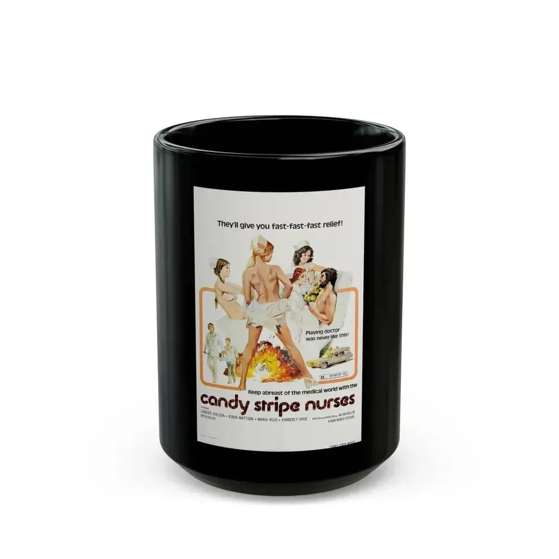CANDY STRIPE NURSES 1974 Movie Poster - Black Coffee Mug 15oz - Go Mug Yourself