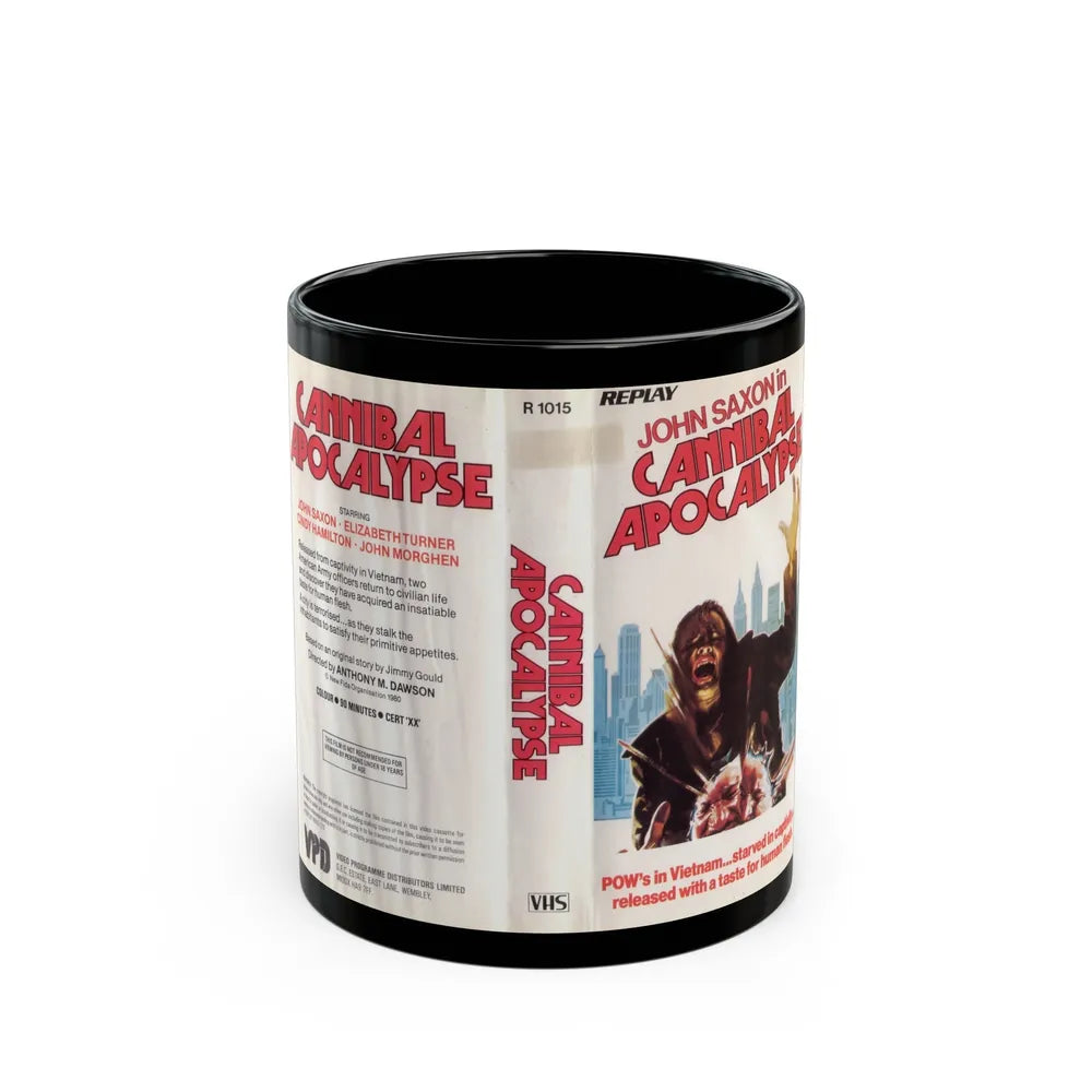 CANNIBAL APOCALYPSE (VHS COVER) - Black Coffee Mug-11oz-Go Mug Yourself