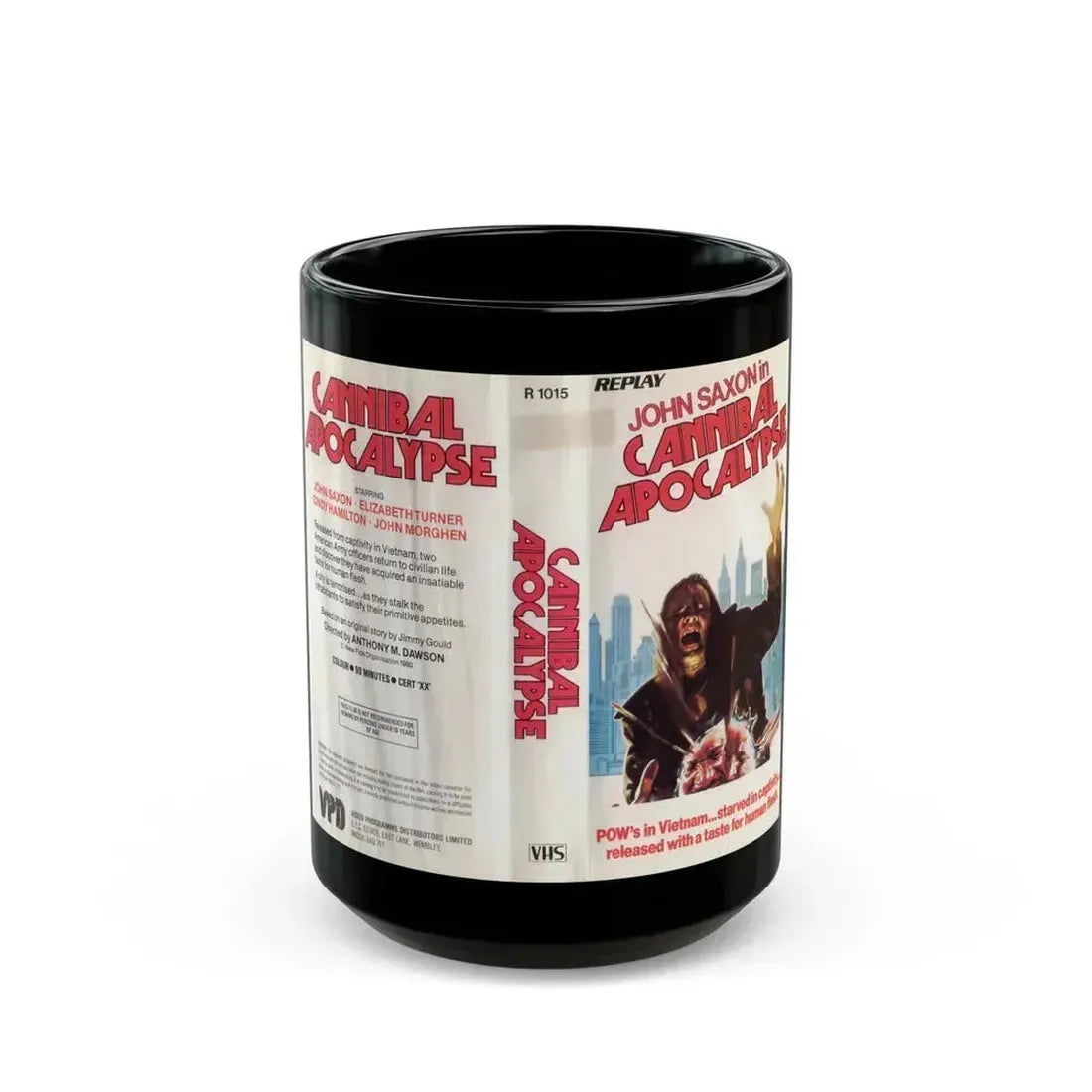 CANNIBAL APOCALYPSE (VHS COVER) - Black Coffee Mug 15oz - Go Mug Yourself