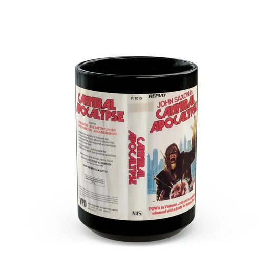 CANNIBAL APOCALYPSE (VHS COVER) - Black Coffee Mug 15oz - Go Mug Yourself