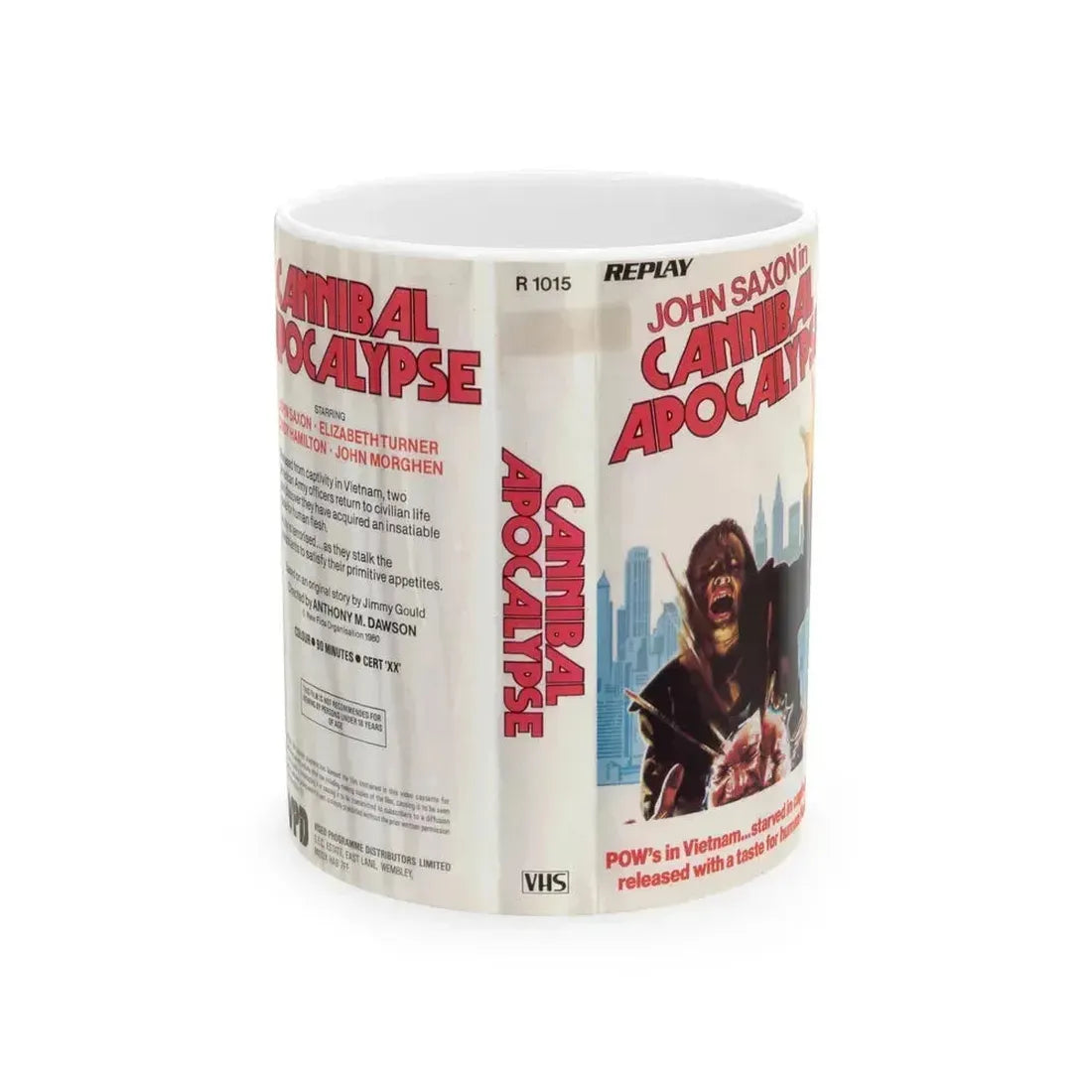 CANNIBAL APOCALYPSE (VHS COVER) - White Coffee Mug 11oz - Go Mug Yourself