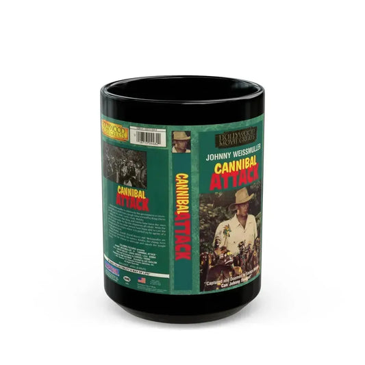 CANNIBAL ATTACK JOHNNY WEISSMULLER (VHS COVER) - Black Coffee Mug 15oz - Go Mug Yourself