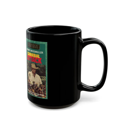 CANNIBAL ATTACK JOHNNY WEISSMULLER (VHS COVER) - Black Coffee Mug-Go Mug Yourself