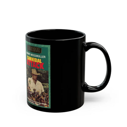 CANNIBAL ATTACK JOHNNY WEISSMULLER (VHS COVER) - Black Coffee Mug-Go Mug Yourself