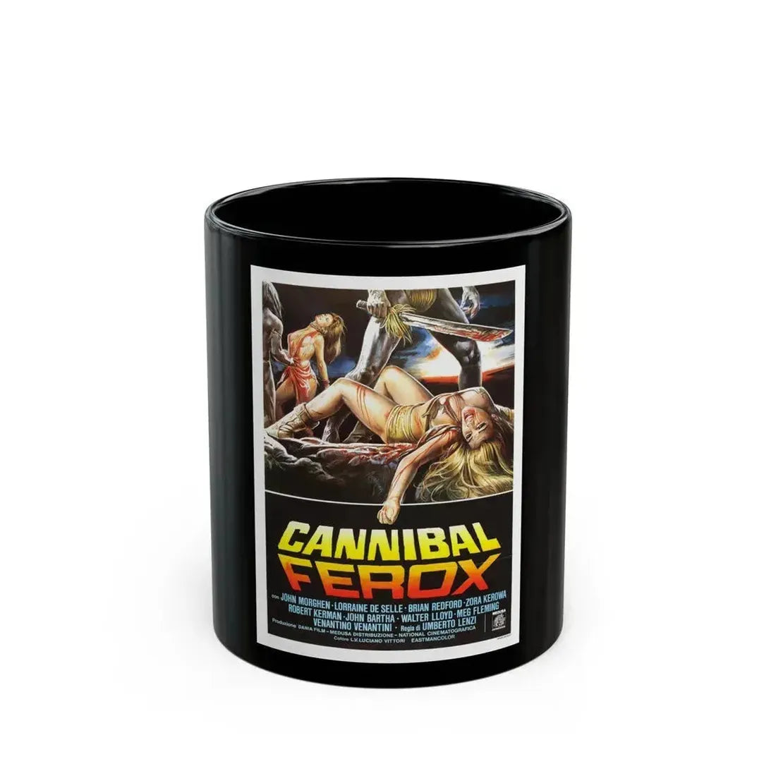 CANNIBAL FEROX 1981 Movie Poster - Black Coffee Mug 11oz - Go Mug Yourself