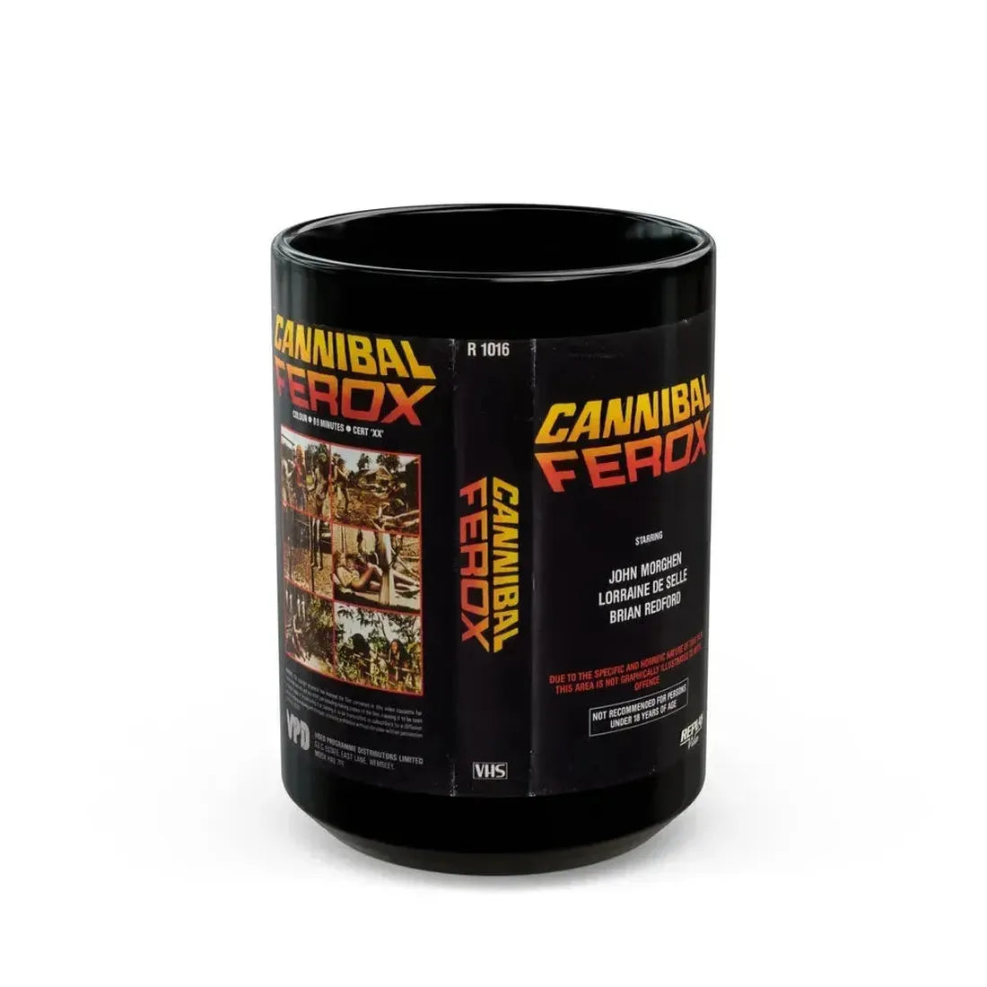 CANNIBAL FEROX REPLAY VIDEO (VHS COVER) - Black Coffee Mug 15oz - Go Mug Yourself