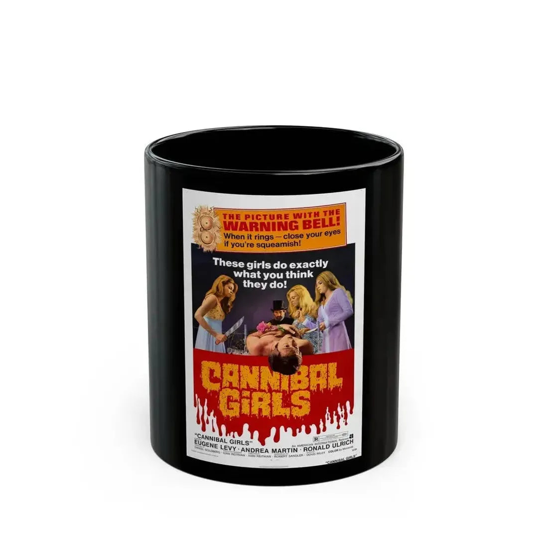 CANNIBAL GIRLS 1973 Movie Poster - Black Coffee Mug 11oz - Go Mug Yourself
