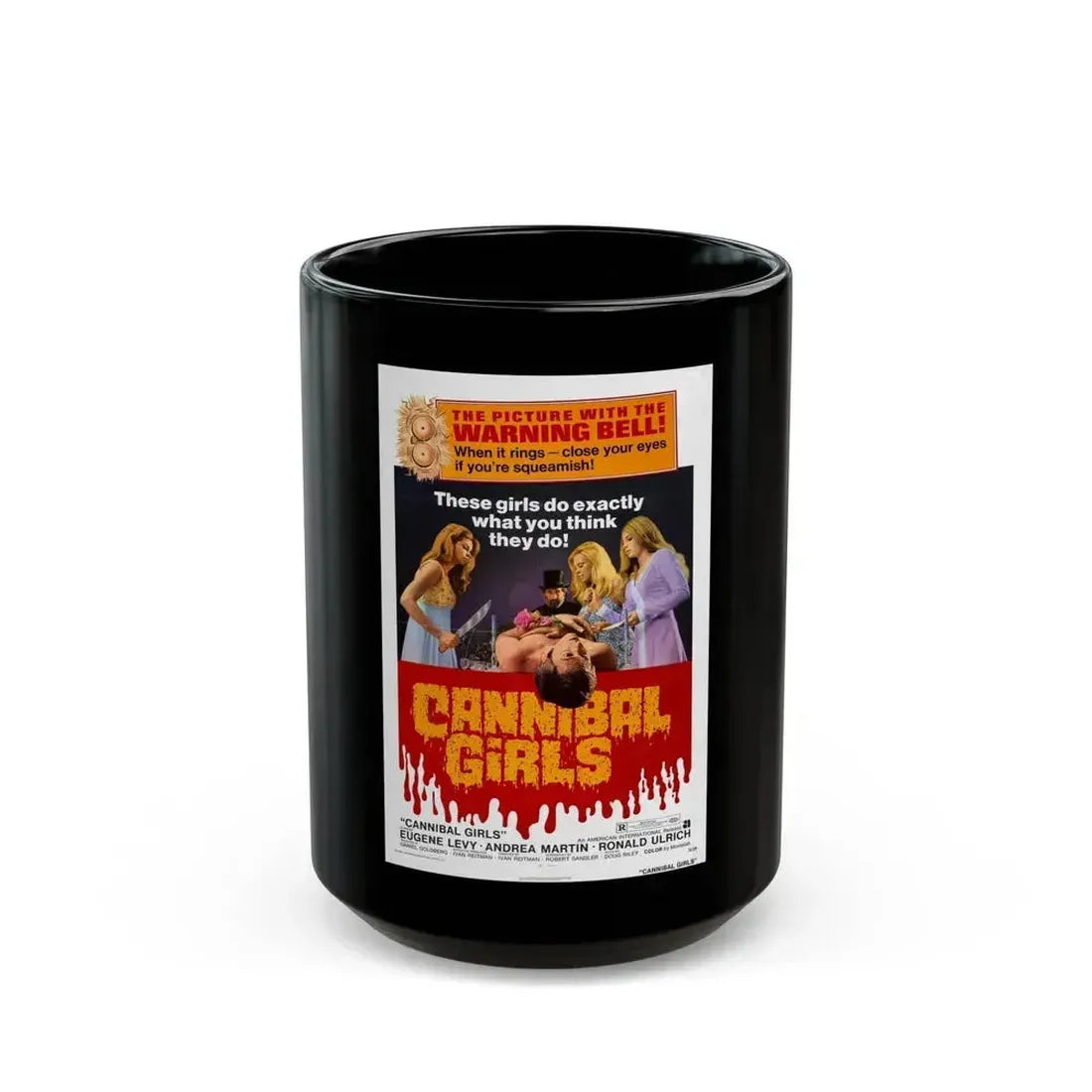 CANNIBAL GIRLS 1973 Movie Poster - Black Coffee Mug 15oz - Go Mug Yourself
