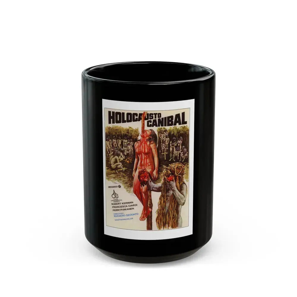CANNIBAL HOLOCAUST 1980 Movie Poster - Black Coffee Mug 15oz - Go Mug Yourself