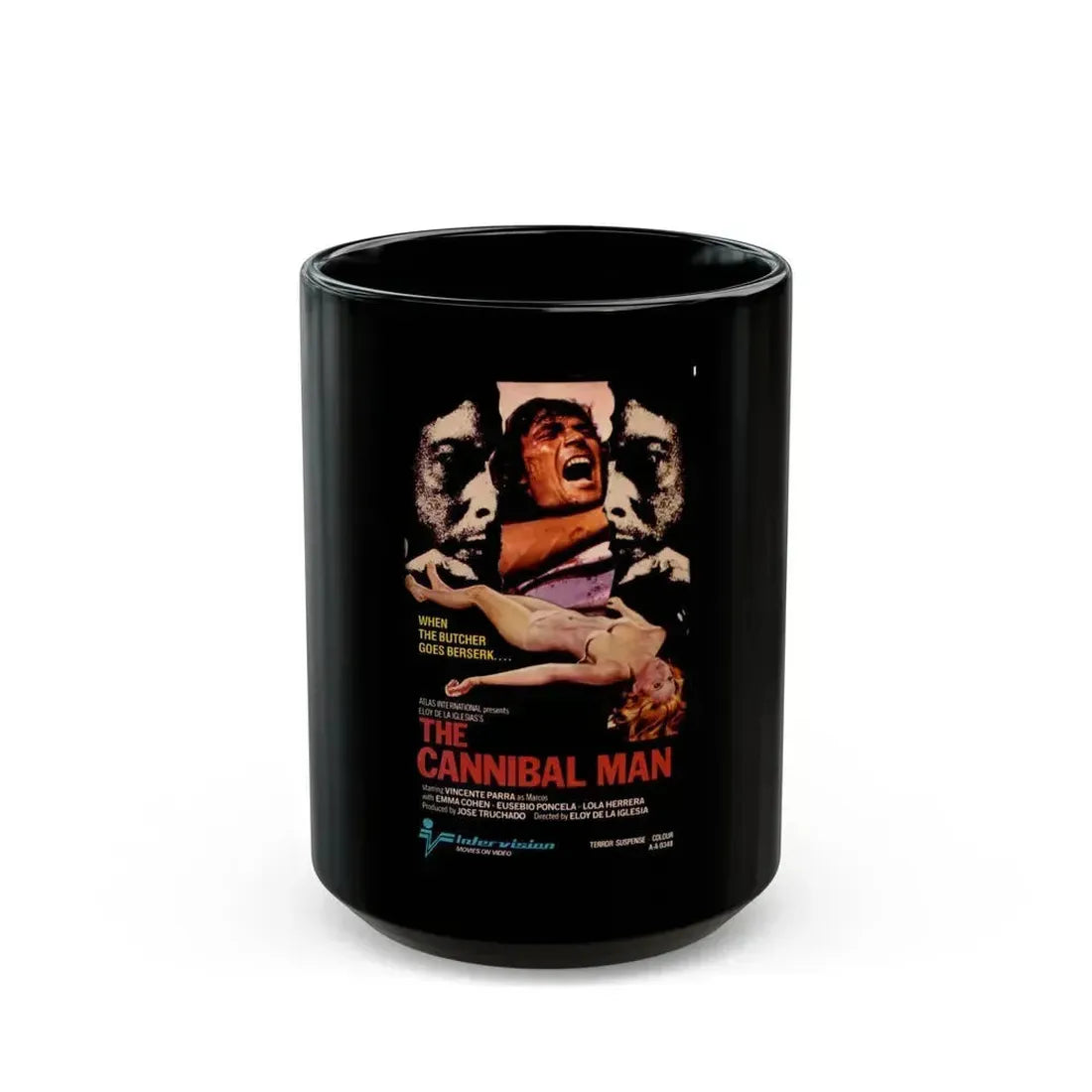CANNIBAL MAN 1972 Movie Poster - Black Coffee Mug 15oz - Go Mug Yourself