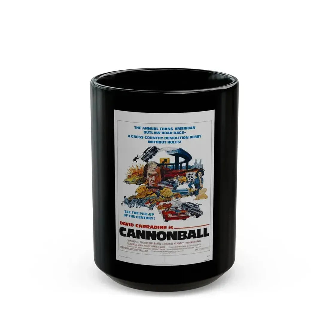 CANNONBALL 1976 Movie Poster - Black Coffee Mug 15oz - Go Mug Yourself