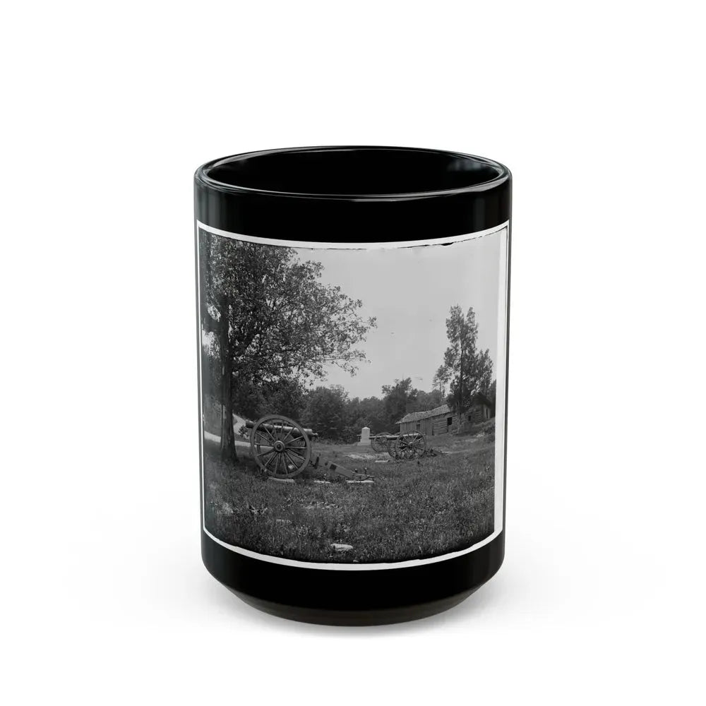 Cannons, Monument, And Cabin At Chickamauga And Chattanooga National Military Park (U.S. Civil War) Black Coffee Mug 15oz - Go Mug Yourself