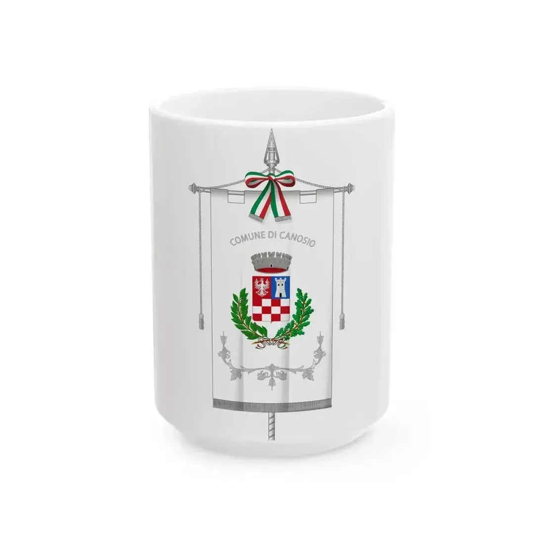Canosio-Gonfalone (Italy) White Coffee Mug 15oz - Go Mug Yourself