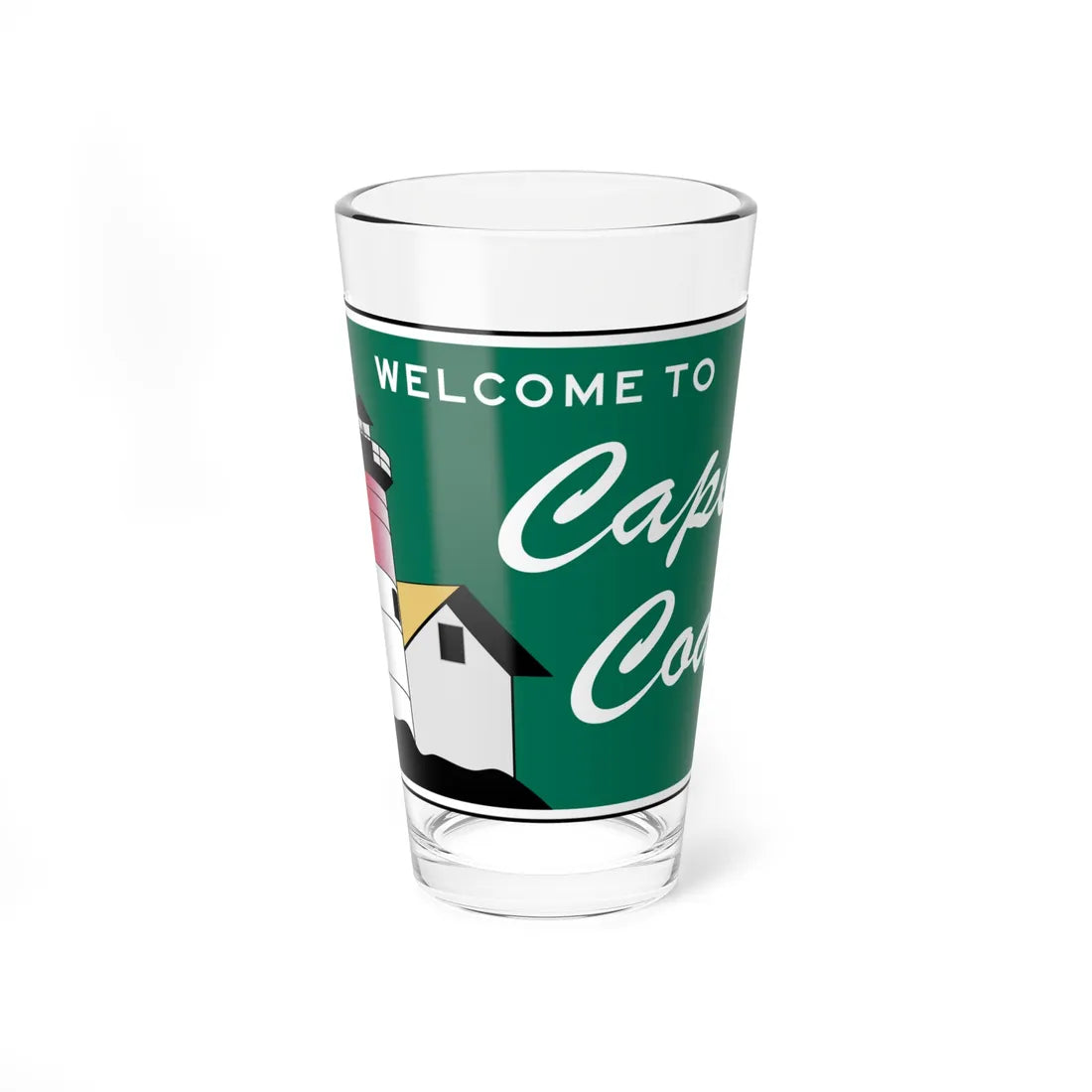 Cape Cod welcome sign (Massachusetts) (Road Sign) Pint Glass 16oz 16oz - Go Mug Yourself