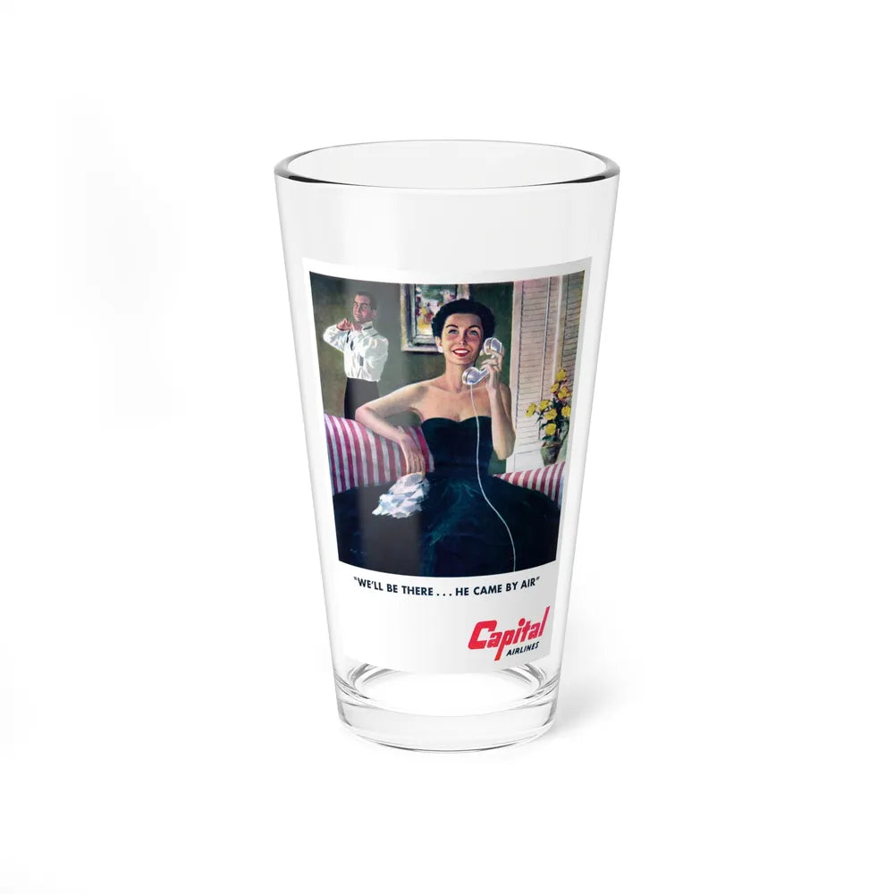 Capital Airlines ad, We'll Be There ... He Came By Air (Magazine Illustration) Pint Glass 16oz-16oz-Go Mug Yourself