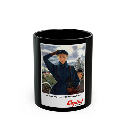 Capital Airlines advertisement - Black Coffee Mug 11oz - Go Mug Yourself