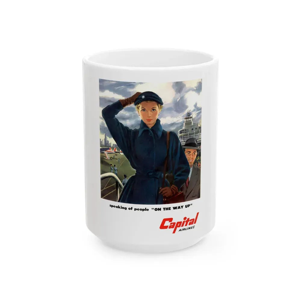 Capital Airlines advertisement - White Coffee Mug 15oz - Go Mug Yourself