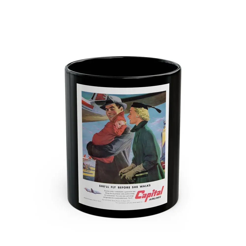 Capital Airlines - She'll Fly Before She Walks - Black Coffee Mug 11oz - Go Mug Yourself