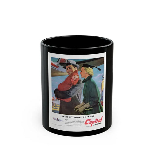 Capital Airlines - She'll Fly Before She Walks - Black Coffee Mug 11oz - Go Mug Yourself