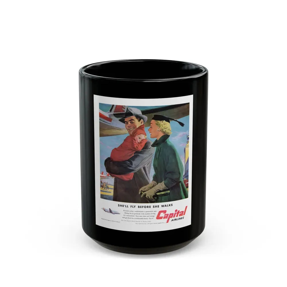 Capital Airlines - She'll Fly Before She Walks - Black Coffee Mug 15oz - Go Mug Yourself
