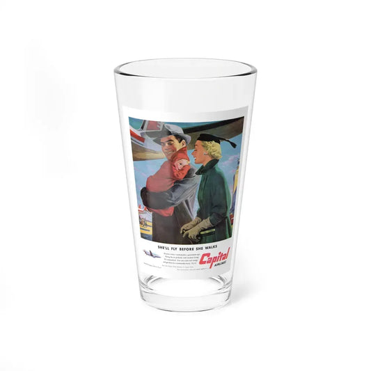 Capital Airlines - She'll Fly Before She Walks (Magazine Illustration) Pint Glass 16oz 16oz - Go Mug Yourself
