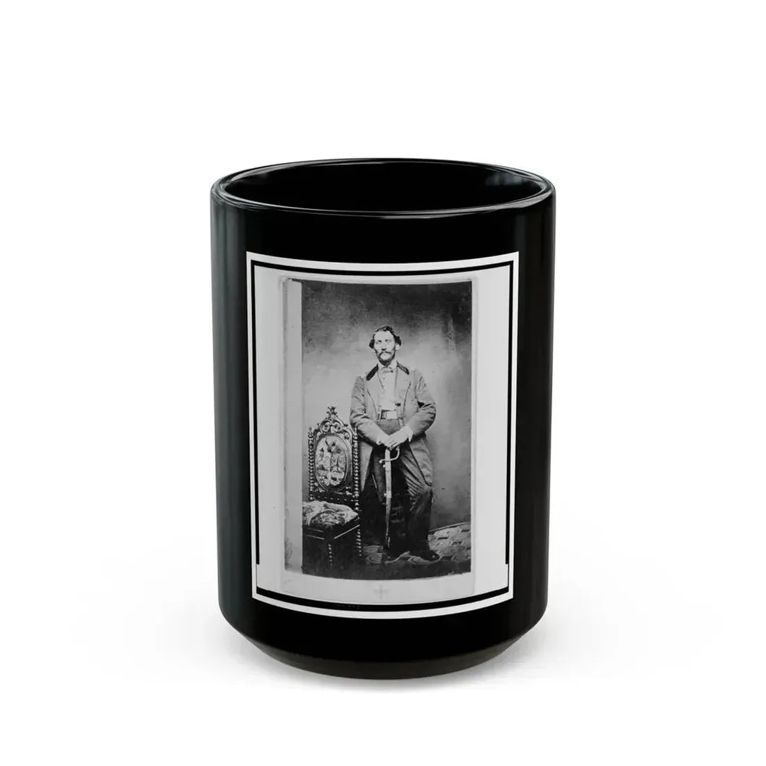 Capt. John D. Ritter, Union Officer In The 32nd Indiana Regiment, Full-Length Portrait, Standing, Facing Front (U.S. Civil War) Black Coffee Mug 15oz - Go Mug Yourself