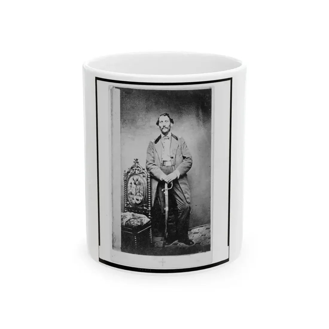 Capt. John D. Ritter, Union Officer In The 32nd Indiana Regiment, Full-Length Portrait, Standing, Facing Front (U.S. Civil War) White Coffee Mug 11oz - Go Mug Yourself