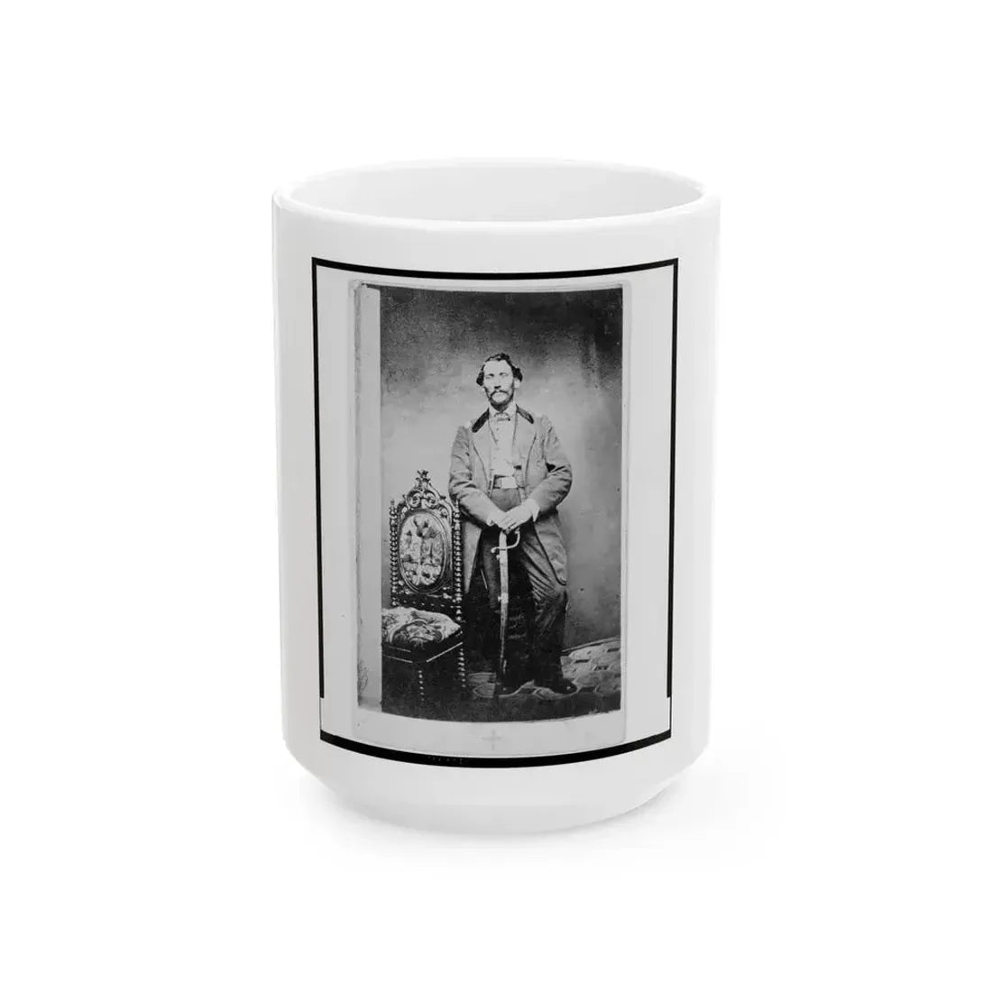 Capt. John D. Ritter, Union Officer In The 32nd Indiana Regiment, Full-Length Portrait, Standing, Facing Front (U.S. Civil War) White Coffee Mug 15oz - Go Mug Yourself