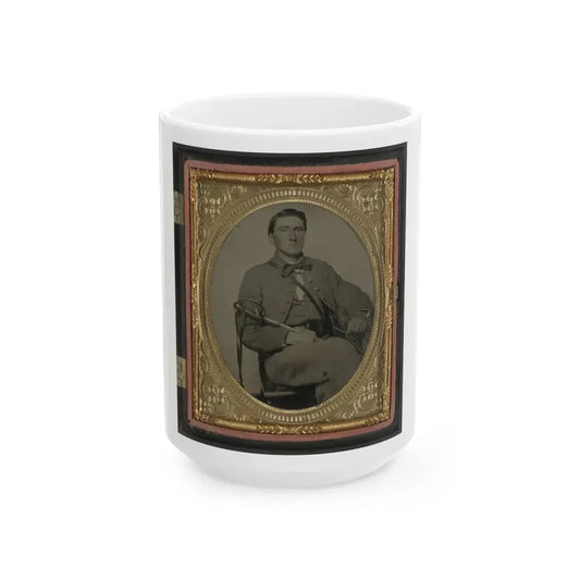Captain Alexander Dixon Payne Of Co. H, 4th Virginia Cavalry Regiment, With Sword (U.S. Civil War) White Coffee Mug 15oz - Go Mug Yourself