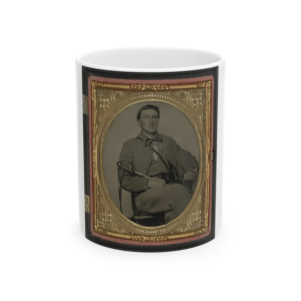 Captain Alexander Dixon Payne Of Co. H, 4th Virginia Cavalry Regiment, With Sword (U.S. Civil War) White Coffee Mug-11oz-Go Mug Yourself