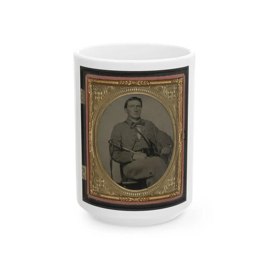 Captain Alexander Dixon Payne Of Co. H, 4th Virginia Cavalry Regiment, With Sword (U.S. Civil War) White Coffee Mug-15oz-Go Mug Yourself