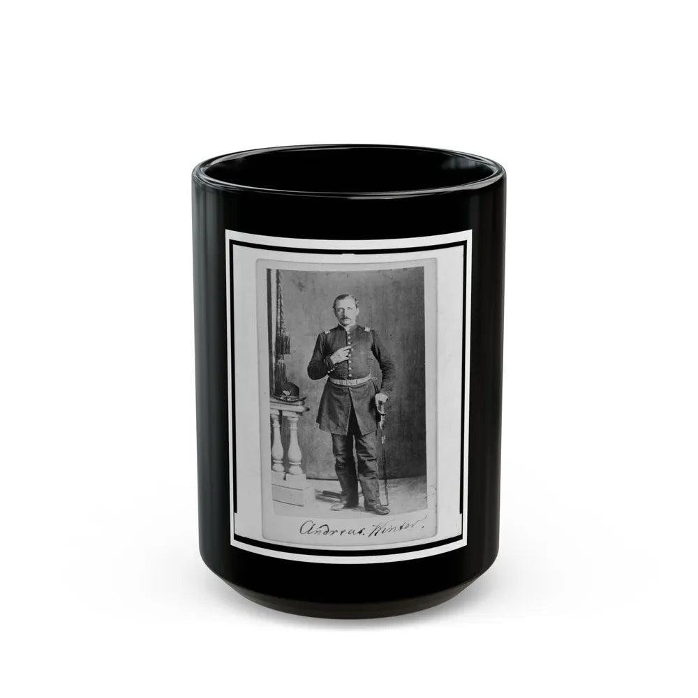 Captain Andreas Winter, Union Officer In The 32nd Indiana Regiment, Full-Length Portrait, Standing, Facing Front (U.S. Civil War) Black Coffee Mug-15oz-Go Mug Yourself