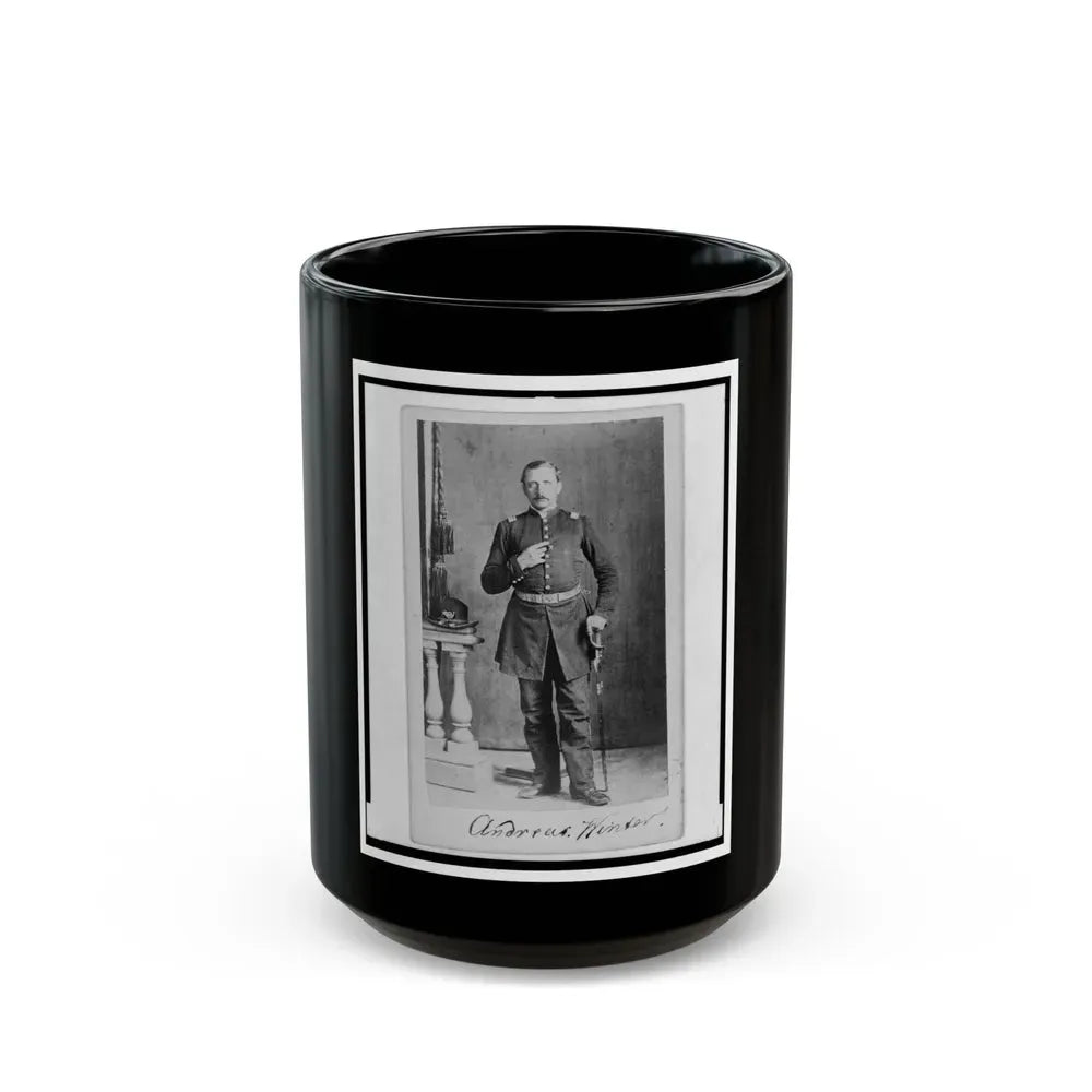 Captain Andreas Winter, Union Officer In The 32nd Indiana Regiment, Full-Length Portrait, Standing, Facing Front (U.S. Civil War) Black Coffee Mug 15oz - Go Mug Yourself