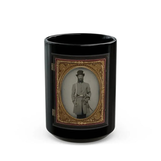 Captain Augustus C. Thompson Of Co. G, 16th Georgia Infantry Regiment With Sword (U.S. Civil War) Black Coffee Mug 15oz - Go Mug Yourself