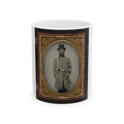 Captain Augustus C. Thompson Of Co. G, 16th Georgia Infantry Regiment With Sword (U.S. Civil War) White Coffee Mug 11oz - Go Mug Yourself